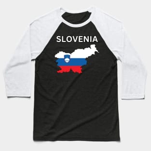 Slovenia Flag Map Baseball T-Shirt
